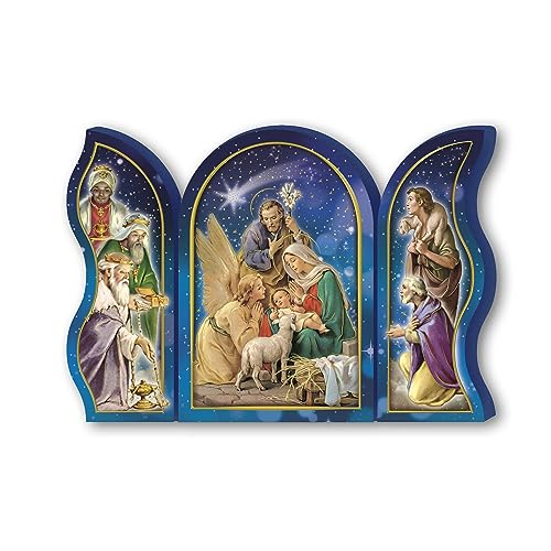 Fratelli Bonella | Triptychon Wandbild aus Holz der Geburt 6 x 9 cm | Made in Italy von F.LLI BONELLA