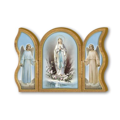 Fratelli Bonella | Triptychon aus Holz der Madonna von Lourdes f.to 6 x 9 cm | Made in Italy von F.LLI BONELLA