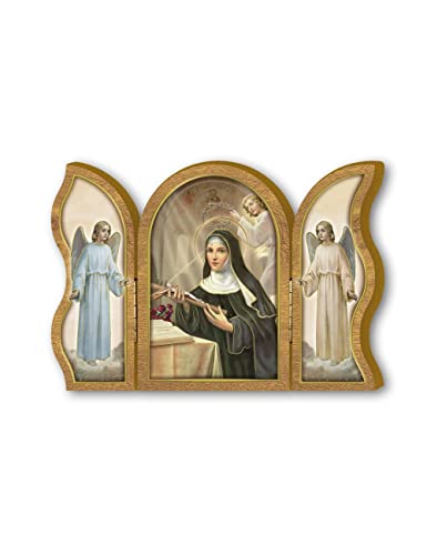 Fratelli Bonella Triptychon aus Holz von Santa Rita, 6 x 9 cm, hergestellt in Italien von F.LLI BONELLA