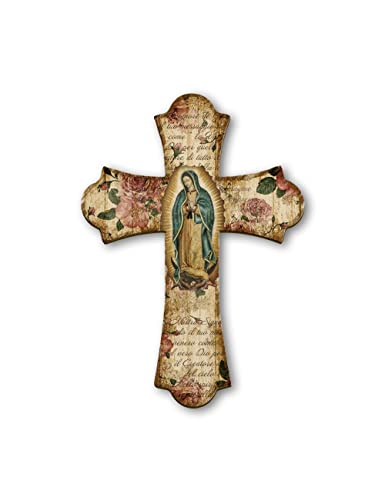 Fratelli Bonella | Vintage-Kreuz aus Religiösen Holz der Madonna von Guadalupe 17 x 24 cm | Made in Italy von F.LLI BONELLA