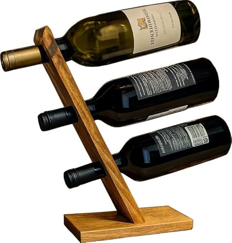 Handgemachter Weinhalter aus Edelholz | Geschenkidee für Weinliebhaber | Weinständer für 1-3 Flaschen| Weinregal | Flaschenhalter | Weinflaschenhalter (Eichenholz - für DREI Flaschen) von F.Lupinski