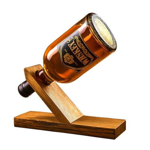 Whisky Flaschenhalter Holz – Handgemachter Whiskyflaschenhalter aus Alten Fassdauben, edler Flaschenständer Whisky für Hausbar & Wohnzimmer, stilvolle Whisky Halterung als Geschenkidee & Barzubehör von F.Lupinski