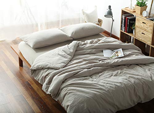 F.Y.Dreams Bettbezug aus 100 % gewaschener Baumwolle, für gewichtete Decke, mit 8 Bändern, Reißverschluss an der langen Seite, Khaki, nur Bettbezug, 152,4 x 203,2 cm von F.Y.Dreams