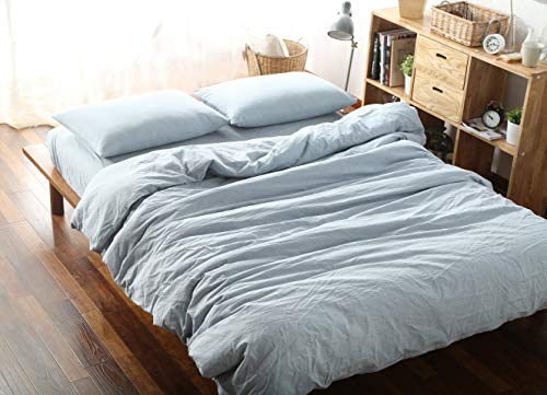 F.Y.Dreams Bettbezug für gewichtete Decke, 100 % gewaschene Baumwolle, 152,4 x 203,2 cm, mit 8 Bändern, Reißverschluss auf langer Seite/Hellblau/Just Bettbezug von F.Y.Dreams