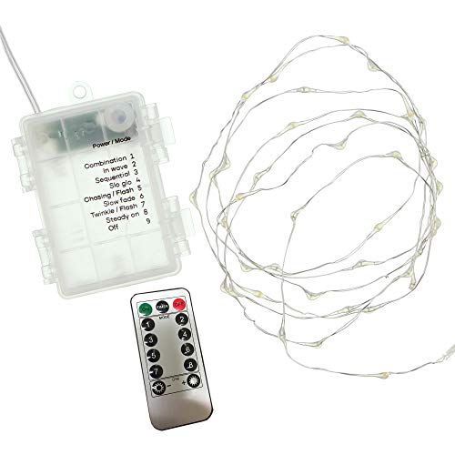 F1885 LED-Leuchtdraht Specialeffect. 40 Lichter. silber. warmweiße LEDs. batteriebetrieben. Fernbedienung. Timerfunktion Maße: ca. Gesamtlänge 250 cm. für den Außenbereich geeignet von F1885