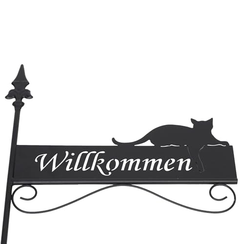 F1885 Metallstecker Willkommen, schwarz Maße: Höhe 119 cm, einfache Selbstmontage von F1885