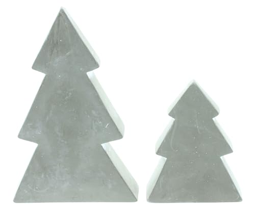 F1885 Tanne Zement, 2er Set, schwere Qualität Maße: Höhe 12 cm, 19 cm von F1885
