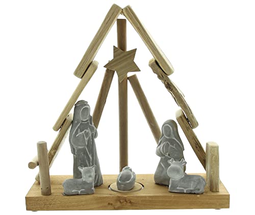FRANK FLECHTWAREN LED-Krippe Heilige Nacht, Buchenholz, Betonfiguren, warmweißer Ring, batteriebetrieben, Maße: Höhe 30 cm, nur für den Innenbereich geeignet, Stimmungsvoll FRANK FLECHTWAREN LED-Krippe Heilige Nacht, Buchenholz, Betonfiguren, warmweißer Ring, batteriebetrieben, Maße: Höhe 30 cm, nur für den Innenbereich geeignet, Stimmungsvoll von F1885