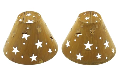 Kerzenschirm "Sternenhimmel", 2er Set, Metall, Echtrostfinish Maße: Ø 15 x 10 cm, ohne Deko von F1885