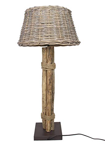 Lampe "Treibholz-Charme", Weide, grau gekalkt, Metall, dunkelbraun,Maße: Ø 38 x 82 cm, Zuleitung 170 cm, geeignet für Leuchtmittel bis max. 60 Watt/E27, nur für den Innenbereich geeignet von F1885