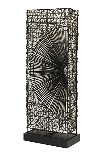 Stehlampe, Rattan, braun eingefärbt, Metallrahmen, Holzfuß, innen Canvasstoff, 2 Leuchtmittelfassungen ca. 42 x 24 x 110 cm, Zuleitung 190 cm, max. 40 Watt/E27, nur für den Innenbereich geeignet von F1885