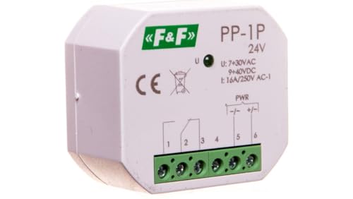 Elektromagnetisches Relais 1P 16A 7-30V AC/9-40V DC PP-1P-24V f&f 5908312598527 von F2