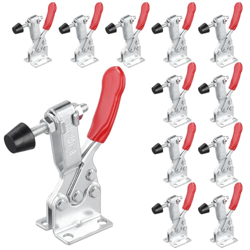 FAAING 12 Stück Kniehebelspanner Groß Vertikal, GH-201-B Horizontale Klemme Schnellspanner 100kg Waagerecht Spanner, Verstellbar Toggle Clamp für Zimmerei, Metallverarbeitung von FAAING