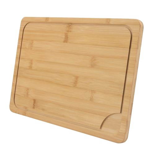 FAAING 36 x 24 cm Holzschneidebrett Schneidebrett Rechteckig, Bambus Schneidebrett Holz und Serviertablett aus Bamboo, Küche Holzbrett aus Bambus mit Saftrille von FAAING