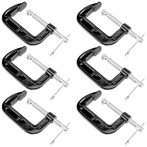 FAAING 6 Stück C Schraubzwinge, 80mm Gusseisen C Klemme Klein, Mini G Klemme Schraubzwingen Set für Holzbearbeitung, Schweißen, und Bau von FAAING