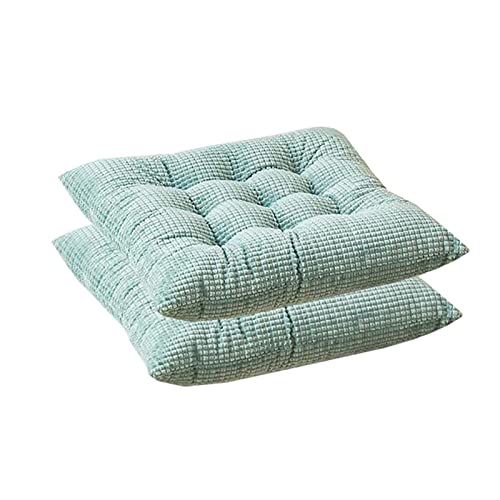 FAANAS Cord Stuhl Kissen mit Krawatten Ultra Soft Warm Floor Kissen 2 Pack bequemen Platz Sitzkissen für Home Office Esszimmer Stuhl 15,7 x 15,7", Green von FAANAS