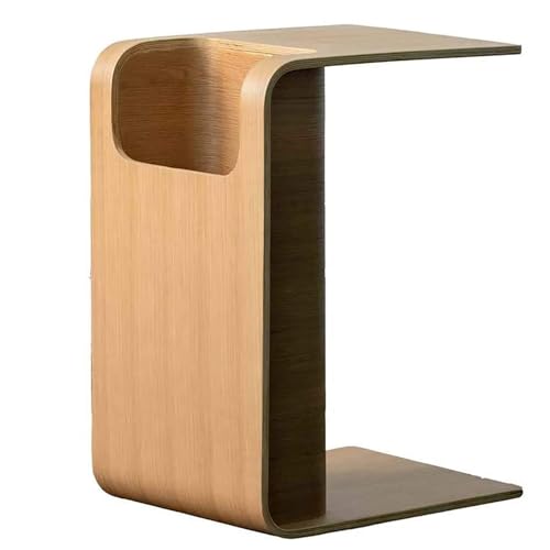 FAANAS Holz C-Förmigen Beistelltisch mit Lagerung - All-in-One-Lösung für Abstelltisch Couchtisch Tablett Tisch Lagerung Bank und Darüber Hinaus, Natural von FAANAS