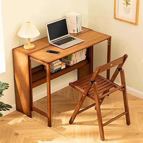 FAANAS Klappbarer Computertisch, natürlicher Bambus-Schreibtisch Tragbarer Schreibtisch Studie Student Schreibtisch Kleiner Schreibtisch für das Heimbüro(39 Inch, Walnut) von FAANAS