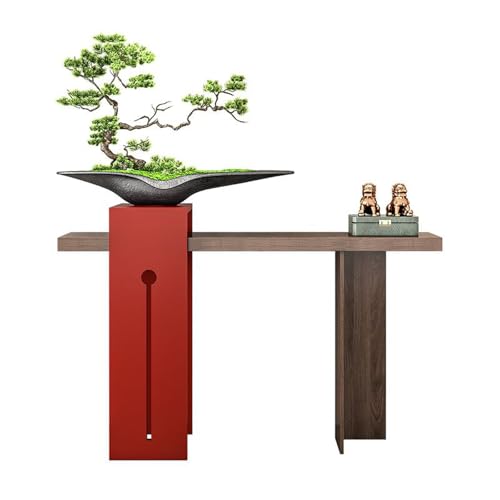 Massivholz Konsolentisch, Moderner Chinesischer Flurtisch Schmaler Langer Sofatisch für Wohnzimmer, Flur, Eingang und Foyer(39 Inch, Black + Walnut) von FAANAS