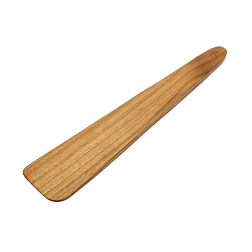 FAAY 33 cm flacher Holzspatel für Gusseisen, Eierwender, Pfannenschaber, Handarbeit aus hochfeuchtem und goldenem Teak für antihaftbeschichtetes Kochgeschirr (33 cm) von FAAY