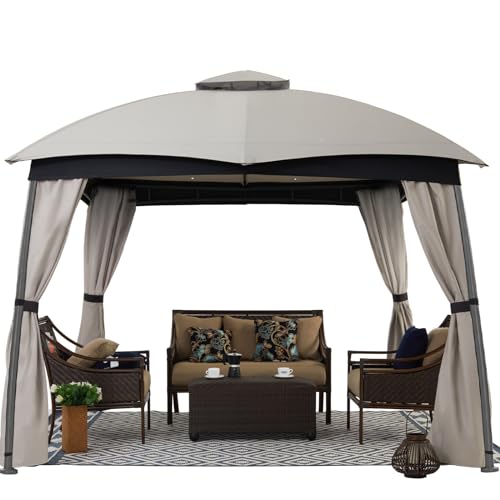 FAB BASED Pavillon Wasserdicht Stabil Winterfest,Garten Pavillion,Plane Gartenpavillon,Metallrahmen Pavillon,Patio Gazebo (Grau, 3X3.65M) von FAB BASED