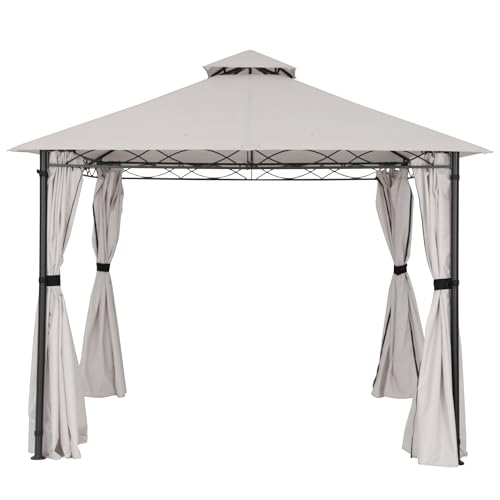 FAB BASED Pavillon Wasserdicht Stabil Winterfest,Garten Pavillion,Plane Gartenpavillon,Metallrahmen Pavillon,Patio Gazebo (Hellgrau, 3X3M) von FAB BASED