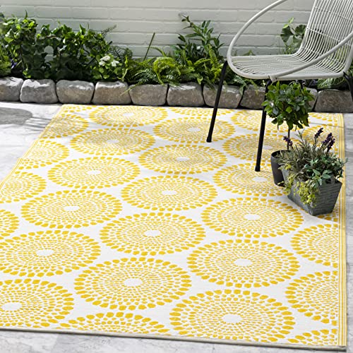 FAB HAB Outdoor-Teppich - wetterfest, farbecht, wendbar - recycelter Premium-Kunststoff - gestreift - Terrasse, Balkon, Garten - Kunststoffteppich Rio - Yellow, 120x180 cm von FAB HAB