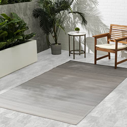 FAB HAB Outdoor-Teppich - wetterfest, farbecht, wendbar - recycelter Premium-Kunststoff - neutral Ombre - Terrasse, Balkon, Garten, Flur, Bad - Kunststoffteppich Big Sur Asche, 120x180 cm von FAB HAB