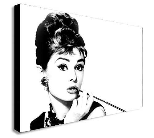 Audrey Hepburn Schwarz und Weiß Leinwand Kunstdruck verschiedene Größen, holz, schwarz / weiß, A1 32x24 inches von FAB