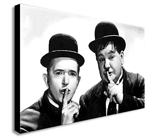 FAB Laurel und Hardy Shush Kunstdruck auf Leinwand, verschiedene Größen, A1, 81,3 x 61 cm von FAB