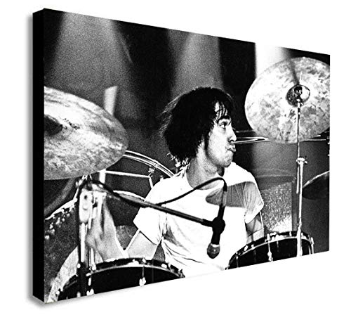Keith Moon – Drummer – The Who Rock Band – Kunstdruck auf Leinwand, gerahmt, verschiedene Größen (A1, 81,3 x 61 cm) von FAB