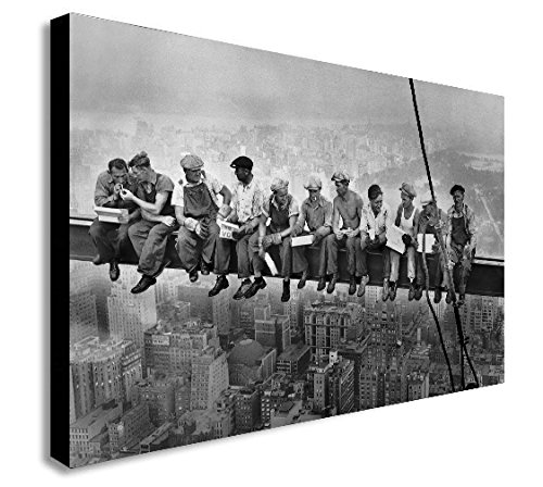 Lunch Atop Wolkenkratzer – Kunstdruck auf Leinwand, gerahmt, verschiedene Größen (A0, 119,4 x 83,8 cm) von FAB
