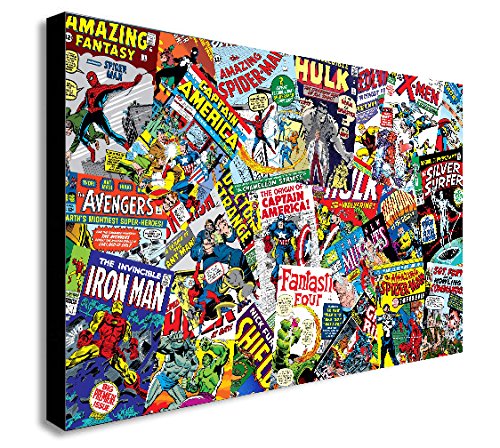 Marvel Comics-Collage Leinwand Kunstdruck, holz, A0 47x33inch von FAB