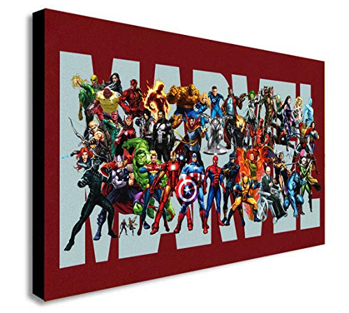 Marvel Super Heroes Logo – Kunstdruck auf Leinwand, gerahmt, verschiedene Größen (A0, 119,4 x 83,8 cm) von FAB