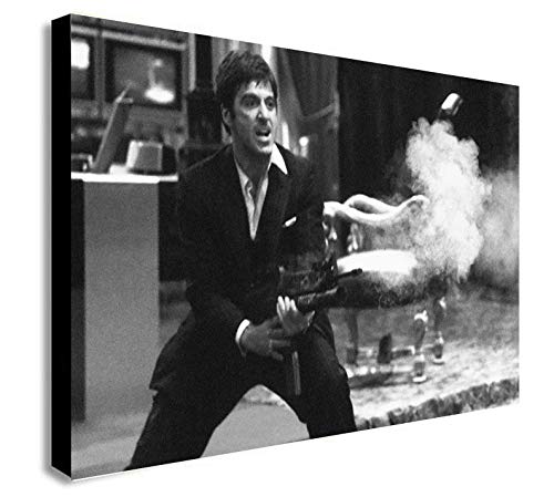 Scarface Tony Montana Kunstdruck auf Leinwand, gerahmt, verschiedene Größen (A0, 119,4 x 83,8 cm) von FAB