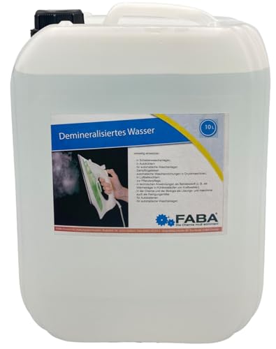 Demineralisiertes Wasser, Destilliertes Wasser, Laborwasser 10 Liter von FABA