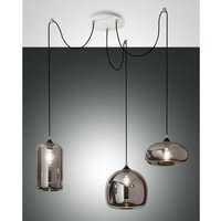 Fabas Luce Fiona Cluster-Pendel-Deckenleuchte transparentes graues Glas, E27 von FABAS LUCE LIGHTING