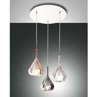 Fabas Luce Lila Cluster-Pendel-Deckenleuchte Bernstein, graues und transparentes Glas, E27 von FABAS LUCE LIGHTING