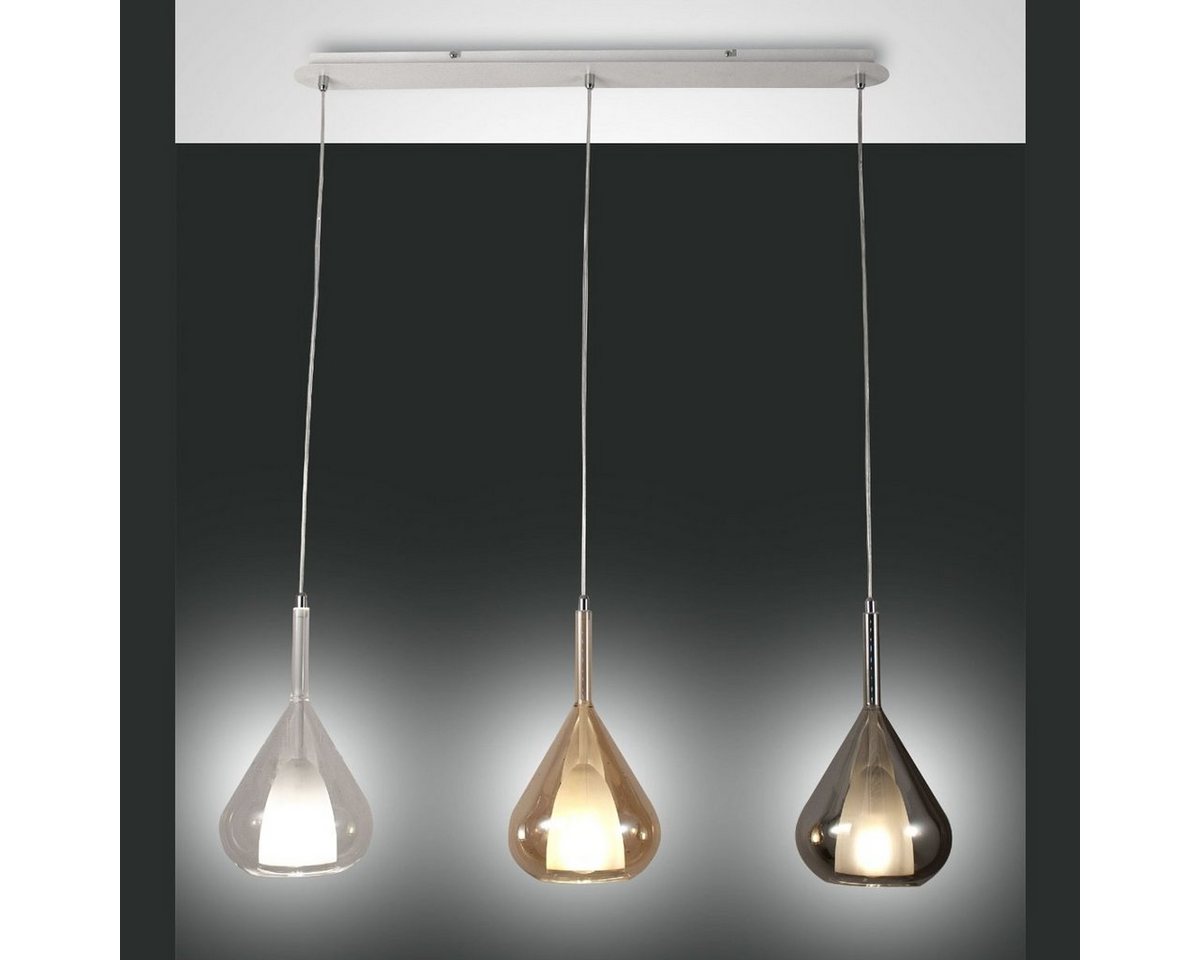 FABAS LUCE Pendelleuchte Lila 3-flammig, ohne Leuchtmittel, LED-Retrofit, Glasschirme in Rauchgrau, Bernstein & Transparent von FABAS LUCE