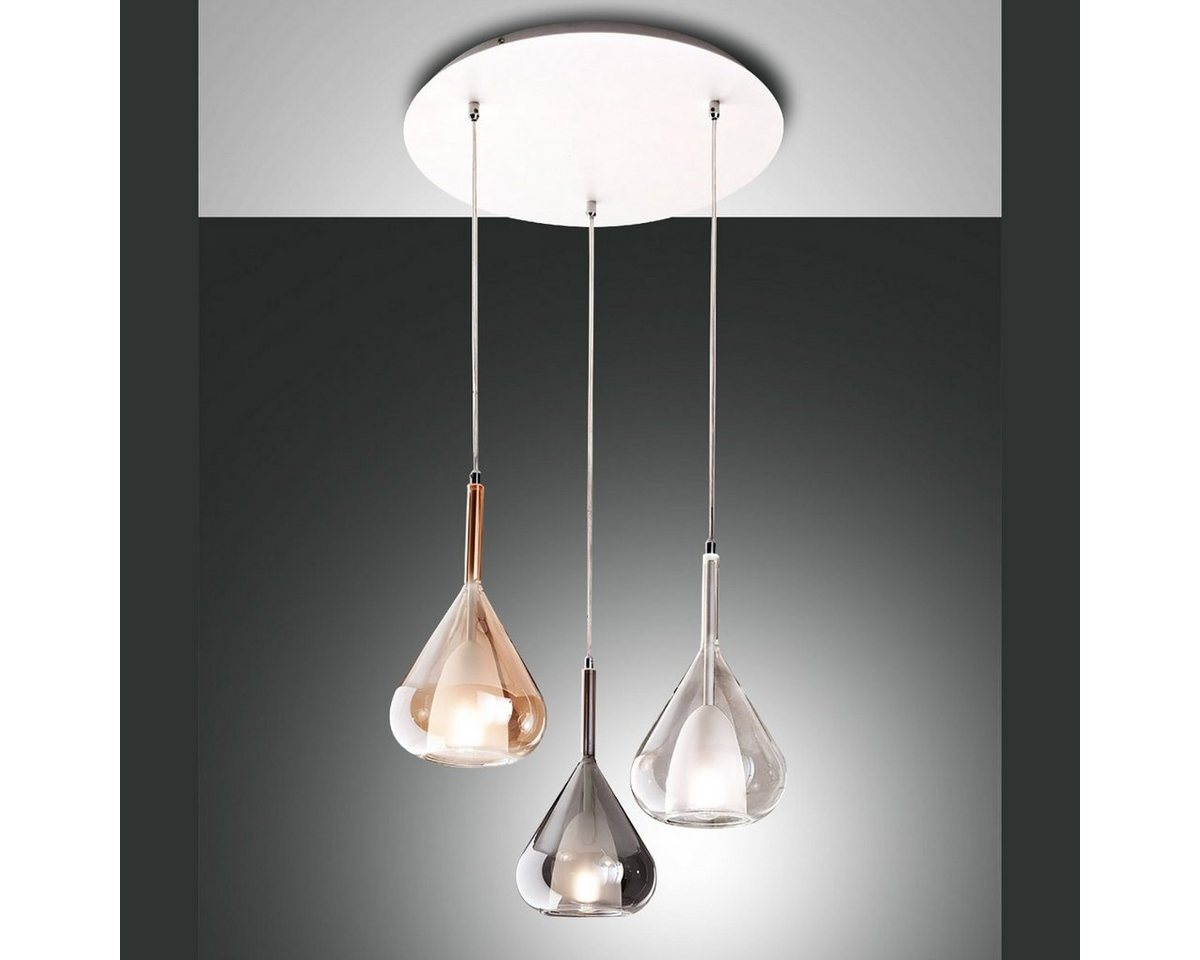 FABAS LUCE Pendelleuchte Lila 3-flammig, ohne Leuchtmittel, LED-Retrofit, Glasschirme in Rauchgrau, Bernstein & Transparent FABAS LUCE Pendelleuchte Lila 3-flammig, ohne Leuchtmittel, LED-Retrofit, Glasschirme in Rauchgrau, Bernstein & Transparent von FABAS LUCE