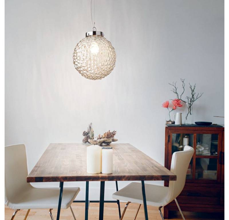 FABAS LUCE Pendelleuchte Pendelleuchte Ego in Chrom und Amber E27 400mm von FABAS LUCE