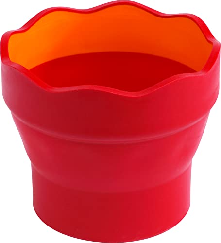 Faber-Castell 181517 - Wasserbecher Clic&Go, rot, faltbarer Pinselbecher, spülmaschinenfest von Faber-Castell