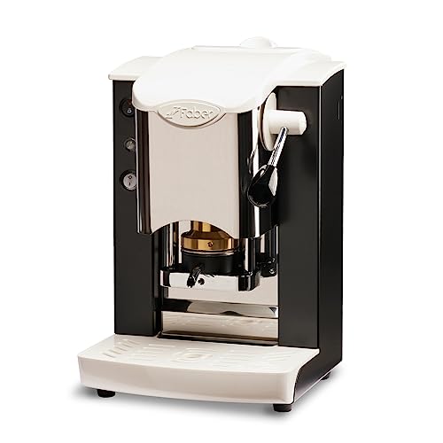 FABER COFFEE MACHINES | Edelstahl-Steckplatz-Modell | 44 mm Kaffeemaschine | Farbe Burgund Kunststoff Schwarz | Messing-Padspresse (Black/White) von FABER COFFEE MACHINES