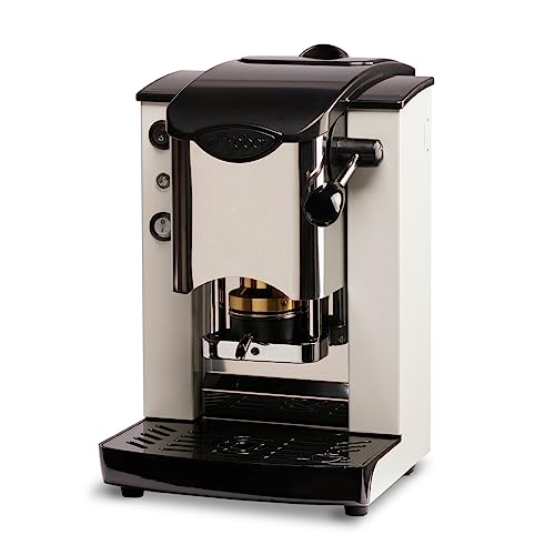 FABER COFFEE MACHINES | Edelstahl-Steckplatz-Modell | 44 mm Kaffeemaschine | Farbe Burgund Kunststoff Schwarz | Messing-Padspresse (White/Black) von FABER COFFEE MACHINES