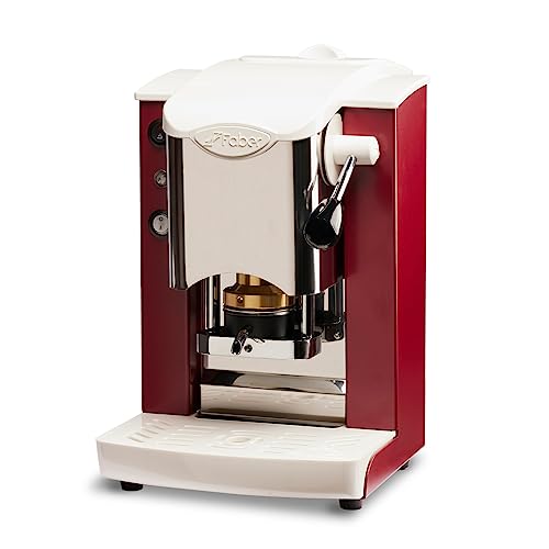 FABER COFFEE MACHINES | Edelstahl-Steckplatz-Modell | 44 mm Kaffeemaschine | Farbe Burgund Kunststoff Schwarz | Messing-Padspresse (Burgundy/White) von FABER COFFEE MACHINES