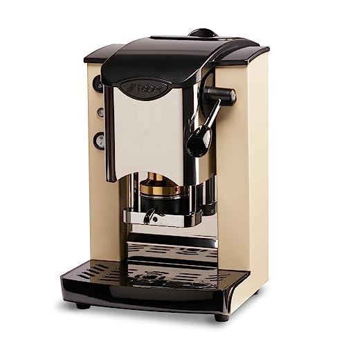 FABER COFFEE MACHINES | Edelstahl-Steckplatz-Modell | 44 mm Kaffeemaschine | Farbe Burgund Kunststoff Schwarz | Messing-Padspresse (Ivory/Black) von FABER COFFEE MACHINES