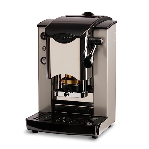 FABER COFFEE MACHINES | Edelstahl-Steckplatz-Modell | 44 mm Kaffeemaschine | Farbe Burgund Kunststoff Schwarz | Messing-Padspresse (Grey/Black) von FABER COFFEE MACHINES