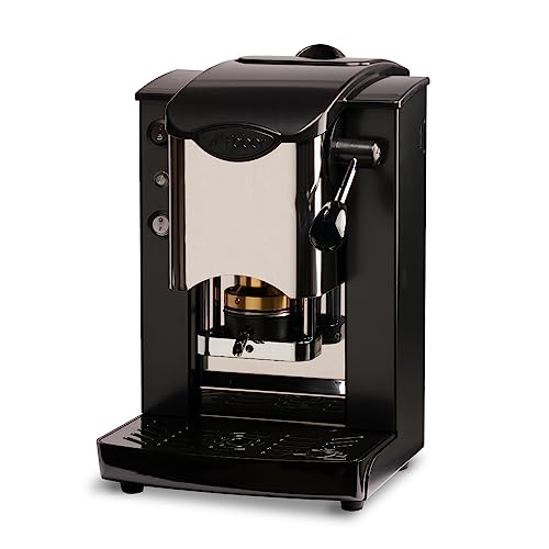 FABER COFFEE MACHINES | Edelstahl-Steckplatz-Modell | 44 mm Kaffeemaschine | Farbe Burgund Kunststoff Schwarz | Messing-Padspresse (Black/Black) von FABER COFFEE MACHINES