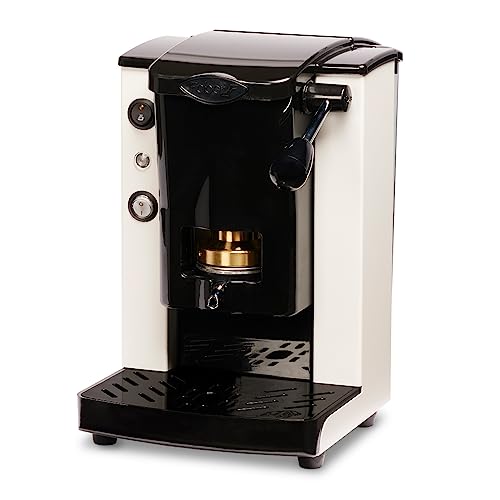 FABER COFFEE MACHINES | Kleiner Schlitz | Kaffeemaschine für 44 mm ESE-Pads | einstellbare Padpresse aus Messing (Weiß | Schwarz) von FABER COFFEE MACHINES