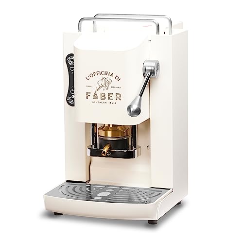 FABER COFFEE MACHINES | Modell Pro Deluxe | Kaffeepadmaschine für 44 mm ESE-Pads | Chrom-Finish | Padpresse aus reinem Messing, Pure White von FABER COFFEE MACHINES